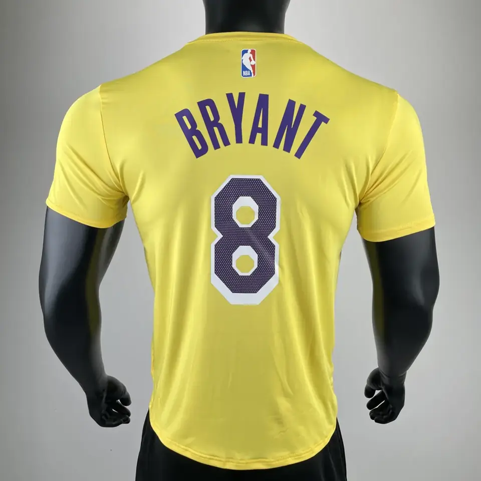 Foto 3 de Los Angeles Lakers amarillo número 8 camiseta de manga corta de secado rápido