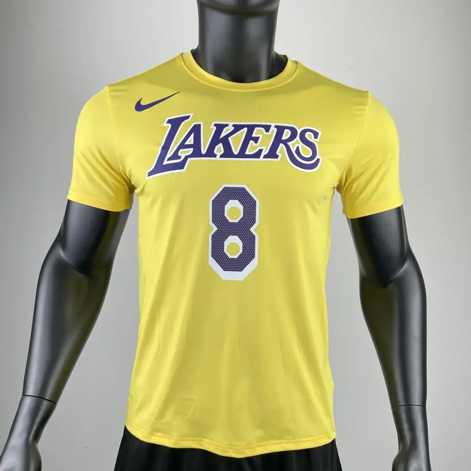 Foto 4 de Los Angeles Lakers amarillo número 8 camiseta de manga corta de secado rápido