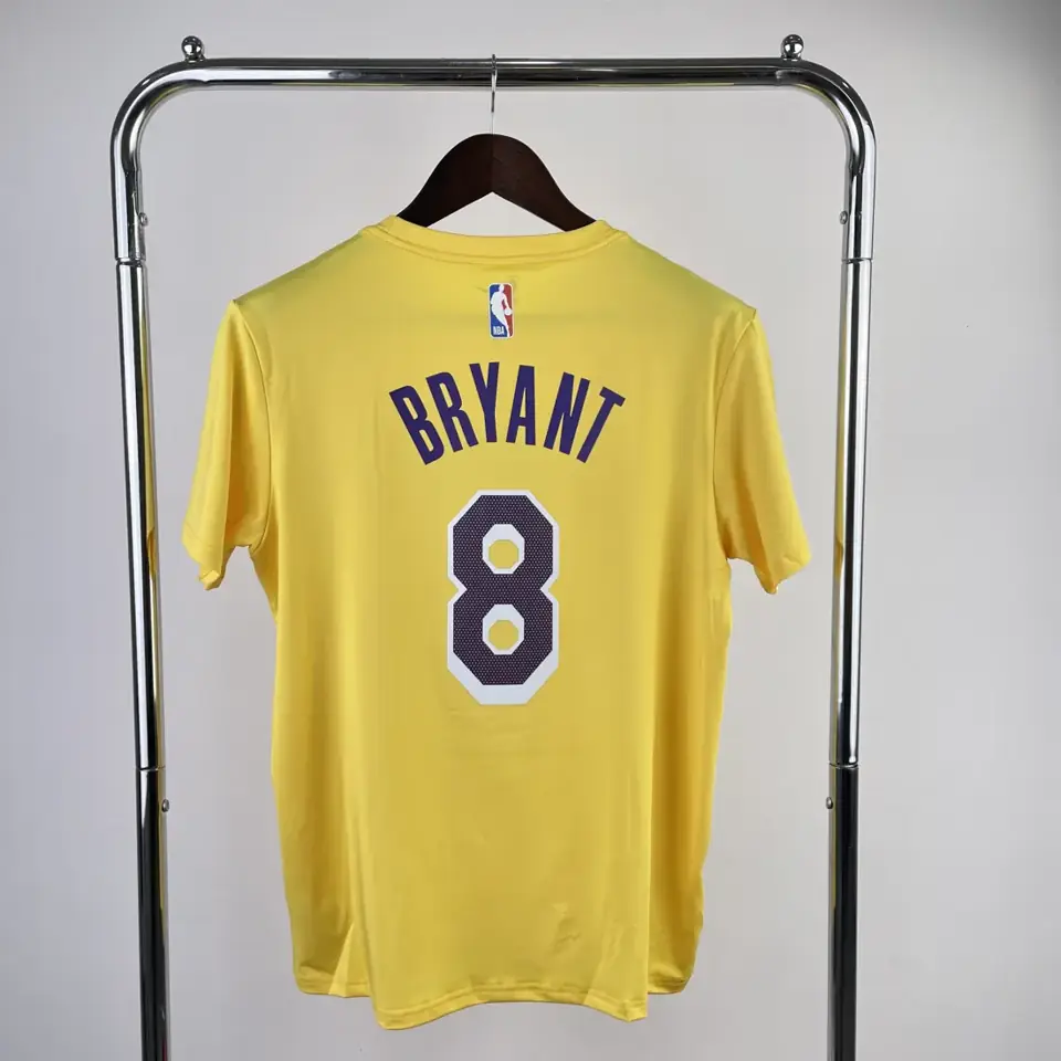 Foto 5 de Los Angeles Lakers amarillo número 8 camiseta de manga corta de secado rápido