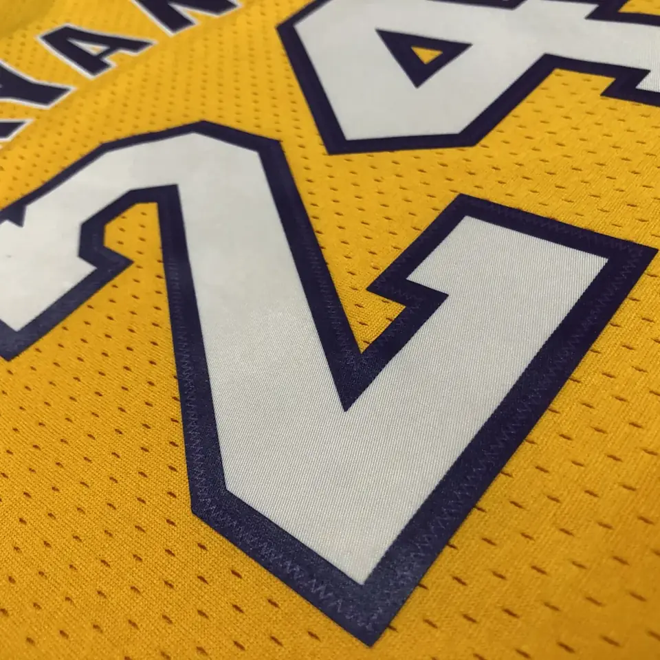 Foto 6 de Camiseta retro MN termosellada: SW Lakers temporada 08/09 cuello en V amarillo número 24 Kobe