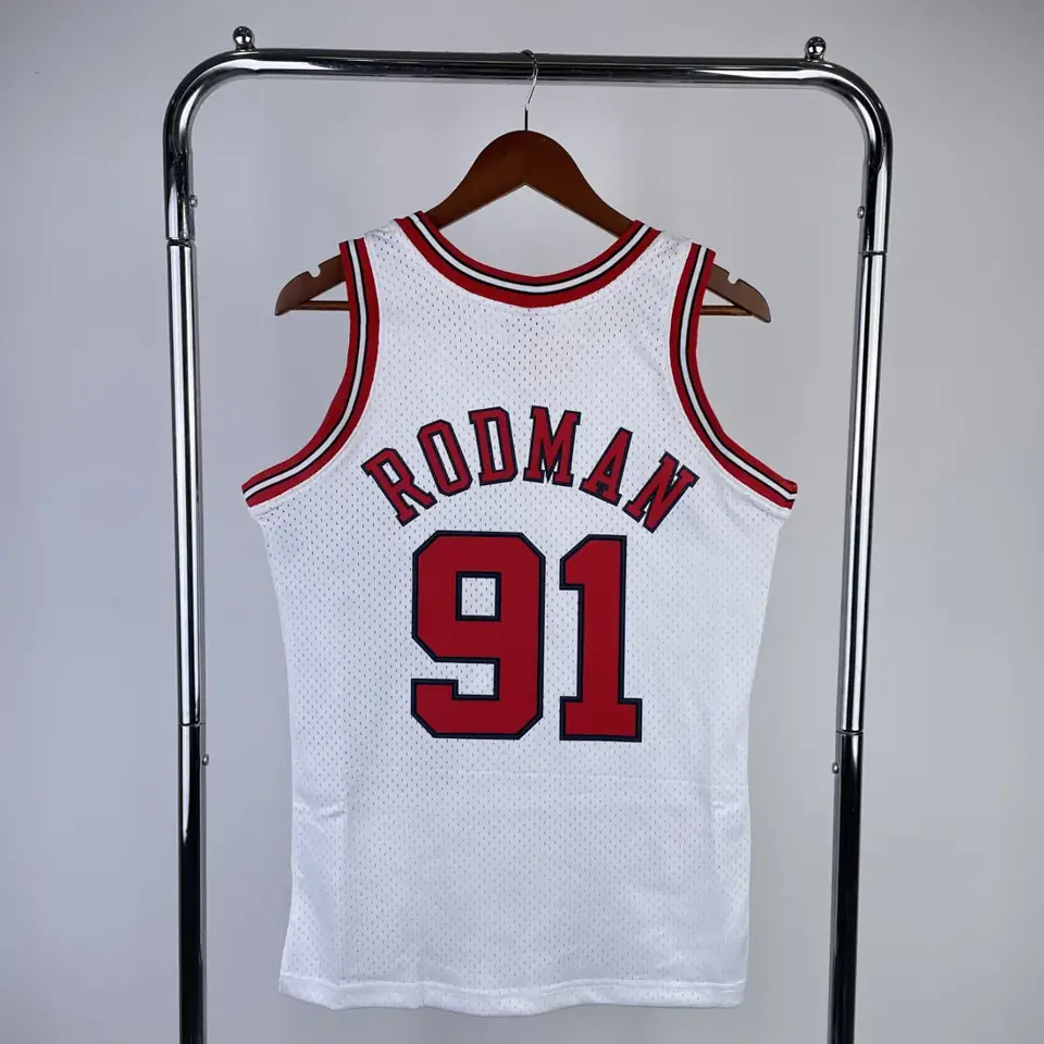 Foto 2 de MN camiseta retro termoimpresa: SW Chicago Bulls temporada 98 color blanco nº91 Rodman