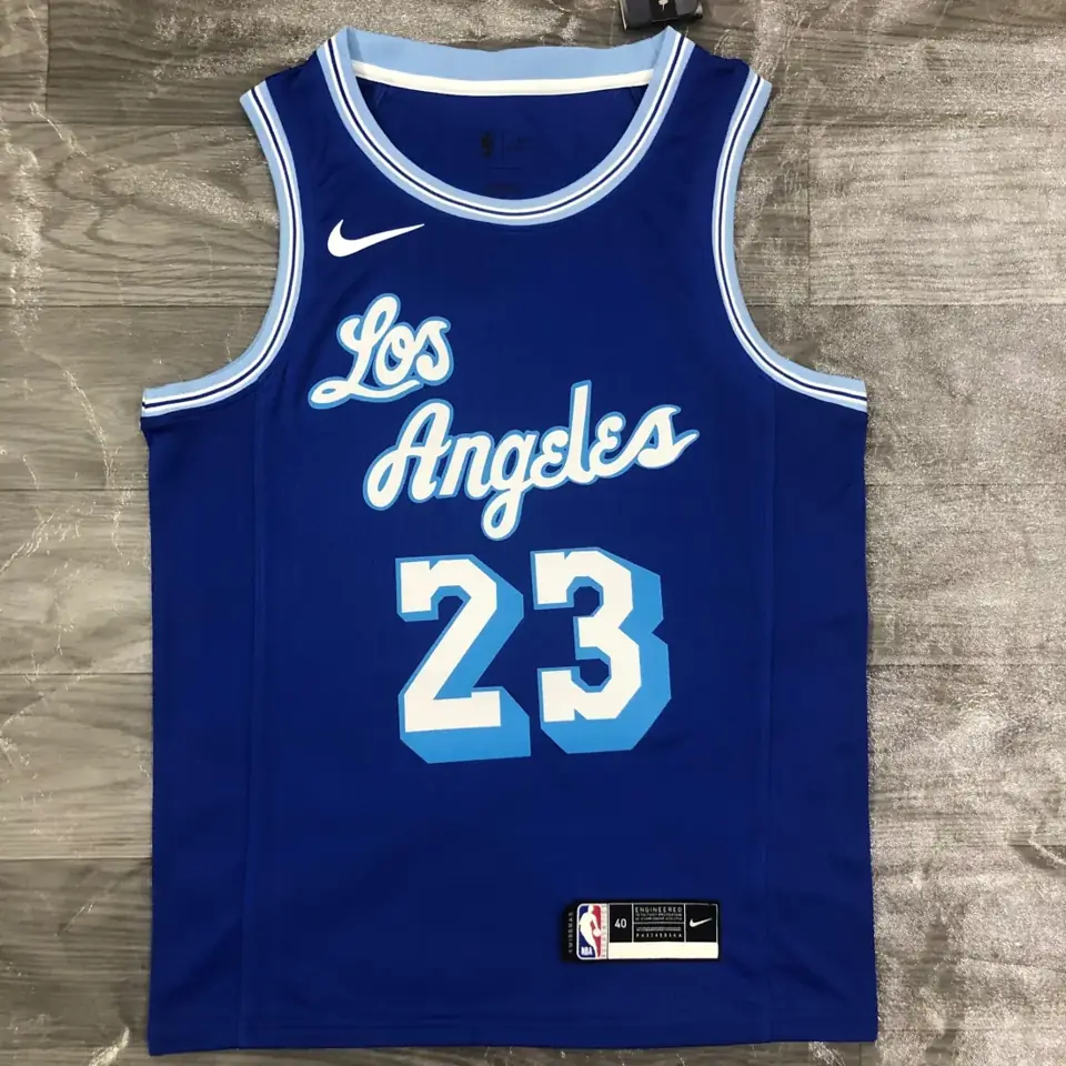 Foto 1 de Temporada 21 Lakers retro azul número 23 James