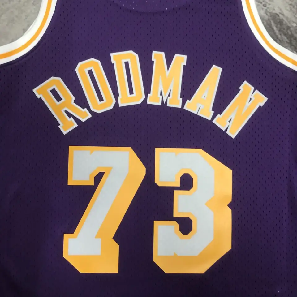 Foto 3 de Camiseta retro MN de termopresión: SW de los Lakers, temporada 98/99, cuello redondo, morada, nº 73 Rodman
