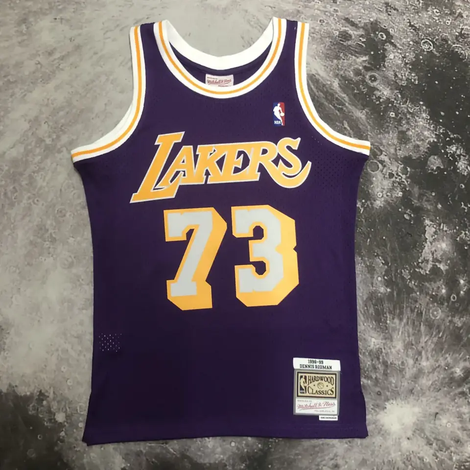 Foto 6 de Camiseta retro MN de termopresión: SW de los Lakers, temporada 98/99, cuello redondo, morada, nº 73 Rodman