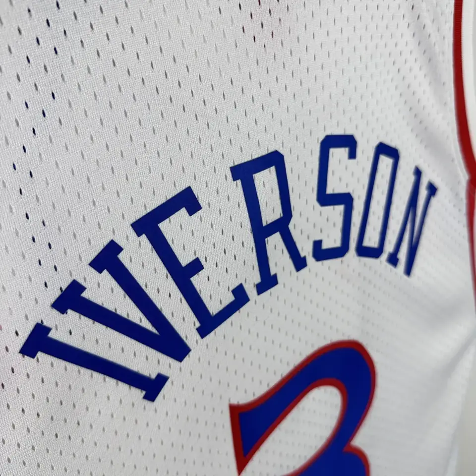 Foto 2 de MN camiseta retro termoimpresa SW: 76ers temporada 96-97 novato retro blanco nº 3 Iverson