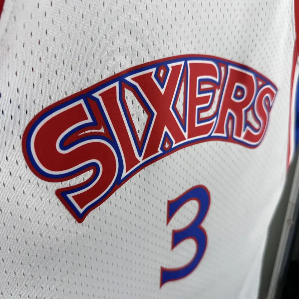 Foto 7 de MN camiseta retro termoimpresa SW: 76ers temporada 96-97 novato retro blanco nº 3 Iverson