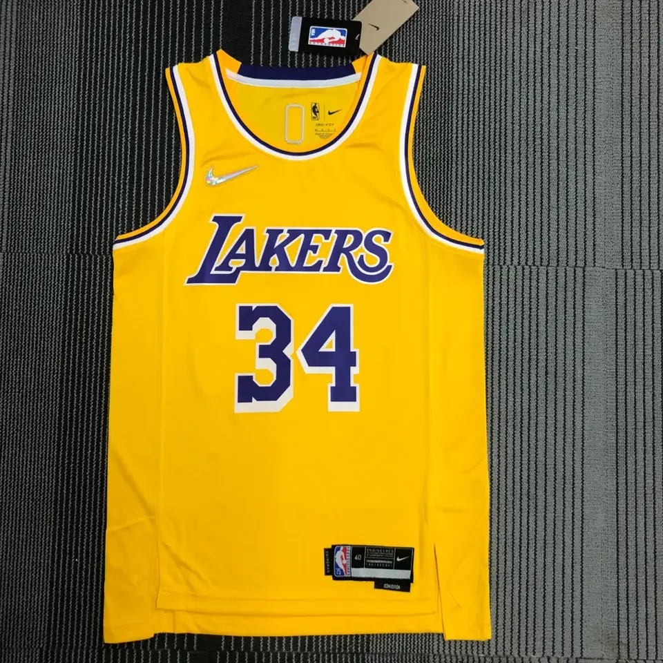 Foto 1 de 75º aniversario Lakers de Los Ángeles amarillo número 34 Shaquille O'Neal