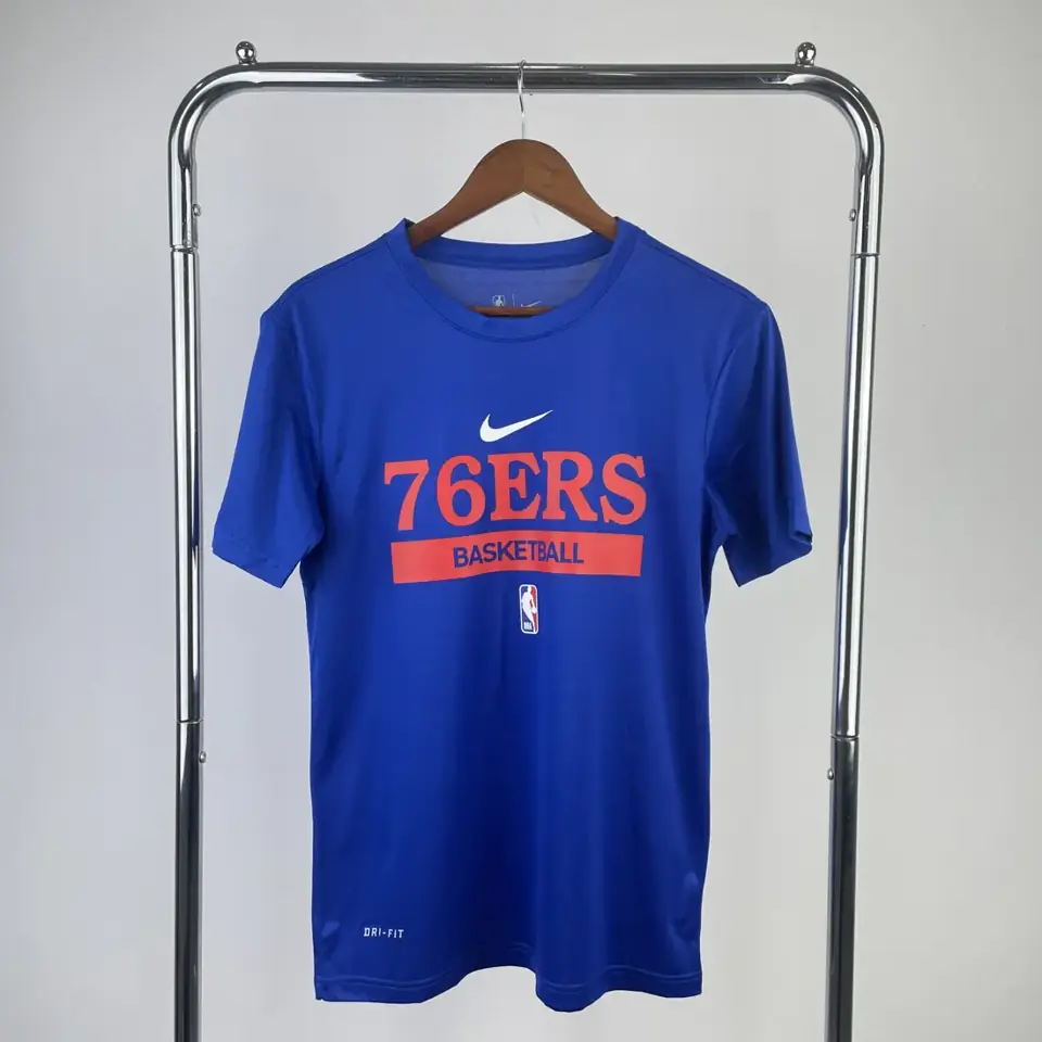 Foto 1 de Temporada 23 76ers azul camiseta de entrenamiento de secado rápido de manga corta