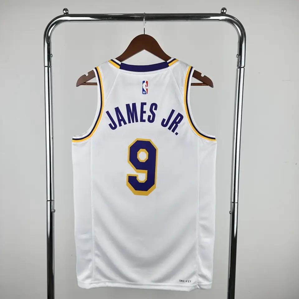 Foto 2 de Temporada 23 Lakers de Los Ángeles cuello redondo blanco número 9 Bronny