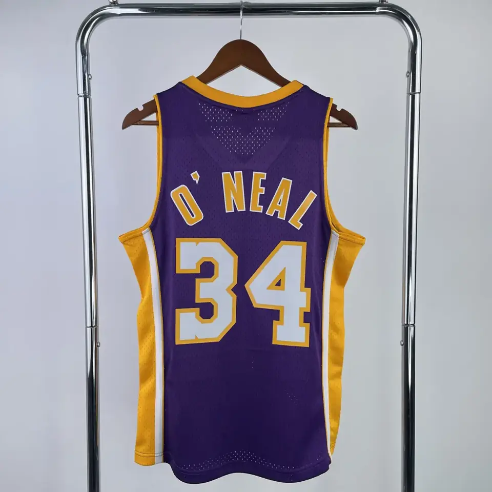 Foto 2 de Camiseta retro termosellada MN: SW de los Lakers temporada 19/00, cuello en V, morado, número 34 O'Neal
