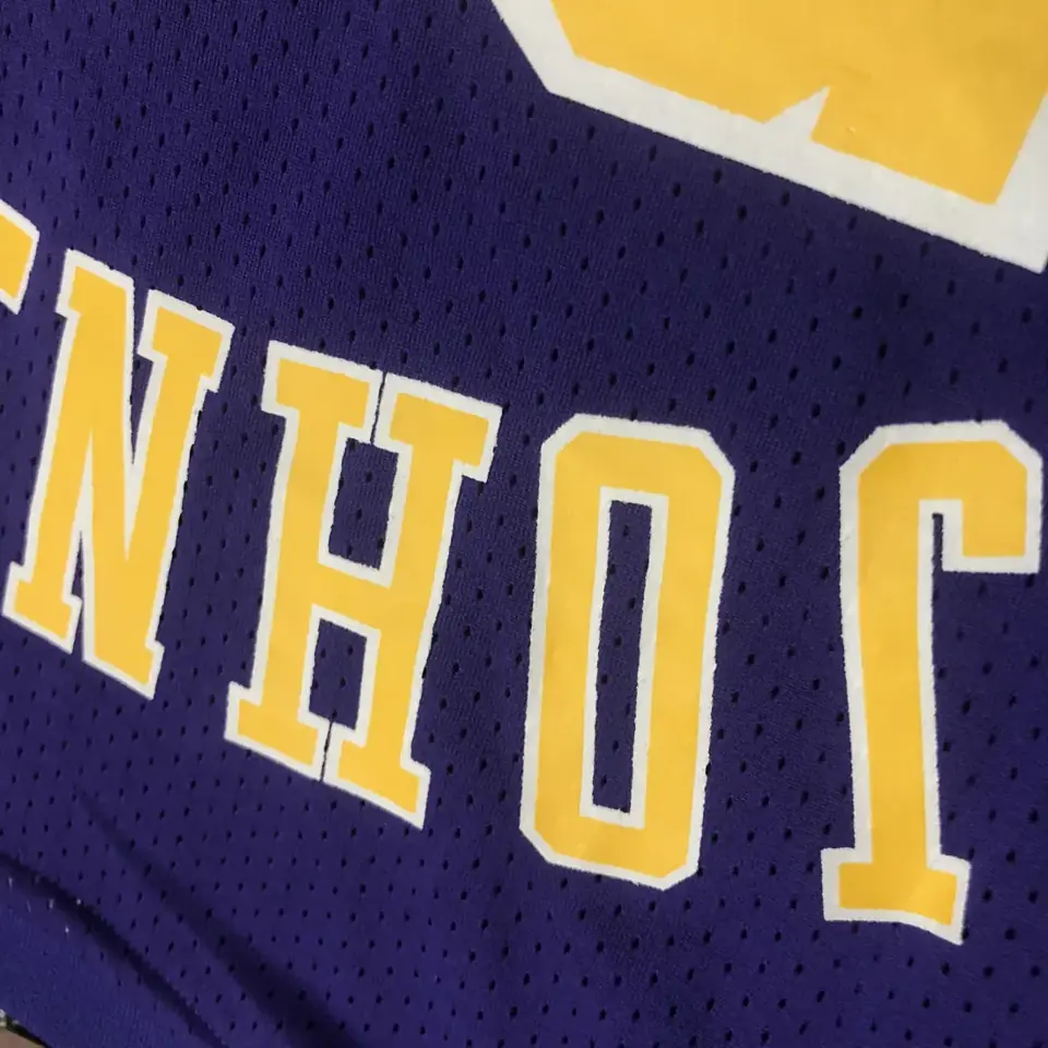 Foto 4 de Mitchellness Lakers de Los Ángeles morado número 32 Johnson camiseta retro de malla de manga corta