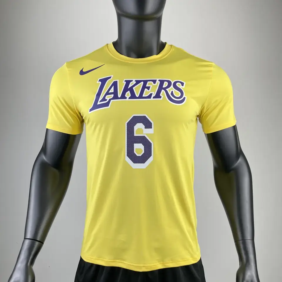 Foto 3 de Los Angeles Lakers amarillo número 6 camiseta de manga corta de secado rápido