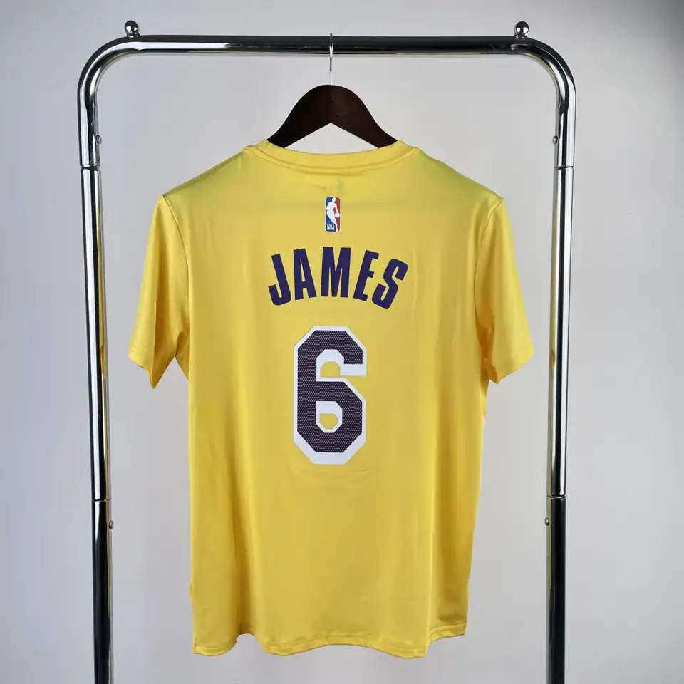 Foto 5 de Los Angeles Lakers amarillo número 6 camiseta de manga corta de secado rápido