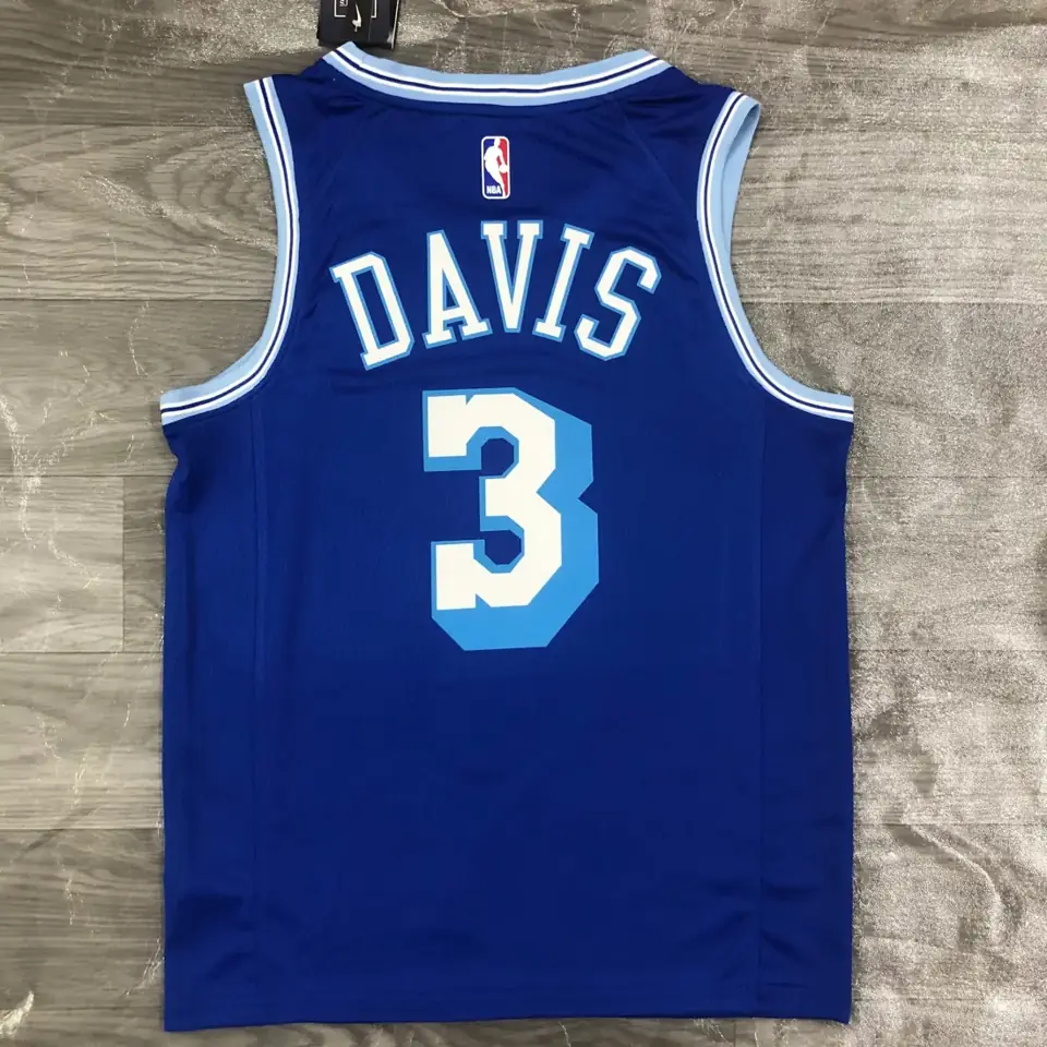 Foto 2 de Temporada 21 Lakers retro azul número 3 Davis