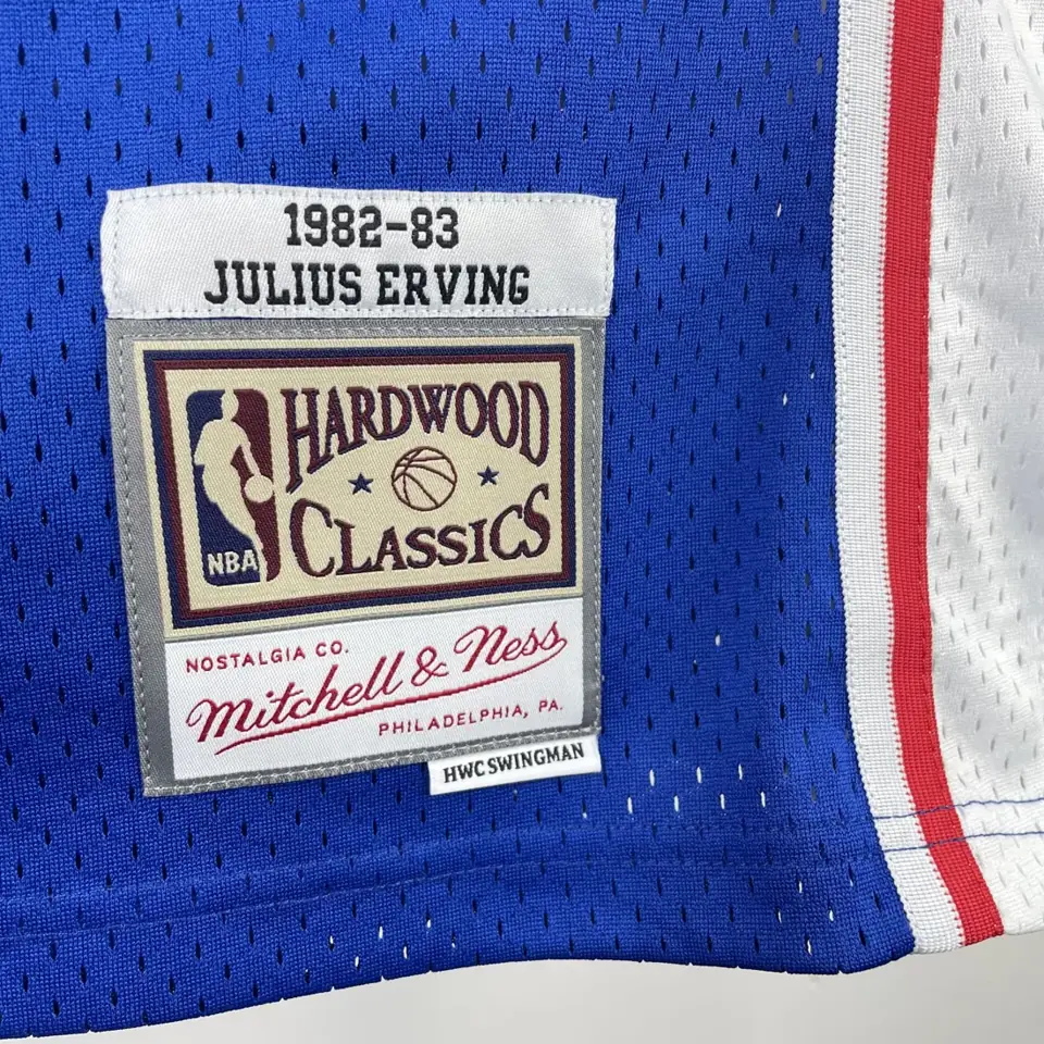 Foto 6 de Camiseta retro MN termo-sellada: SW 76ers temporada 82/83 azul número 6 Julius Erving