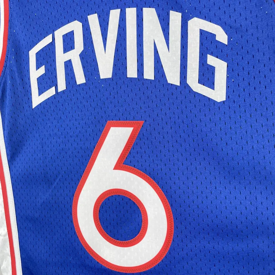 Foto 8 de Camiseta retro MN termo-sellada: SW 76ers temporada 82/83 azul número 6 Julius Erving