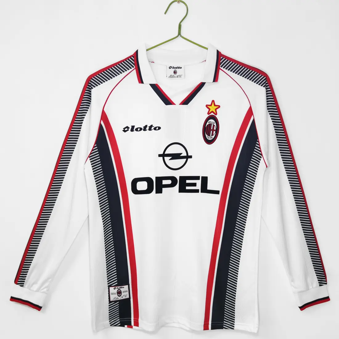 Foto 1 de Manga larga: Camiseta blanca de visitante del AC Milan 1997/98, número 3B