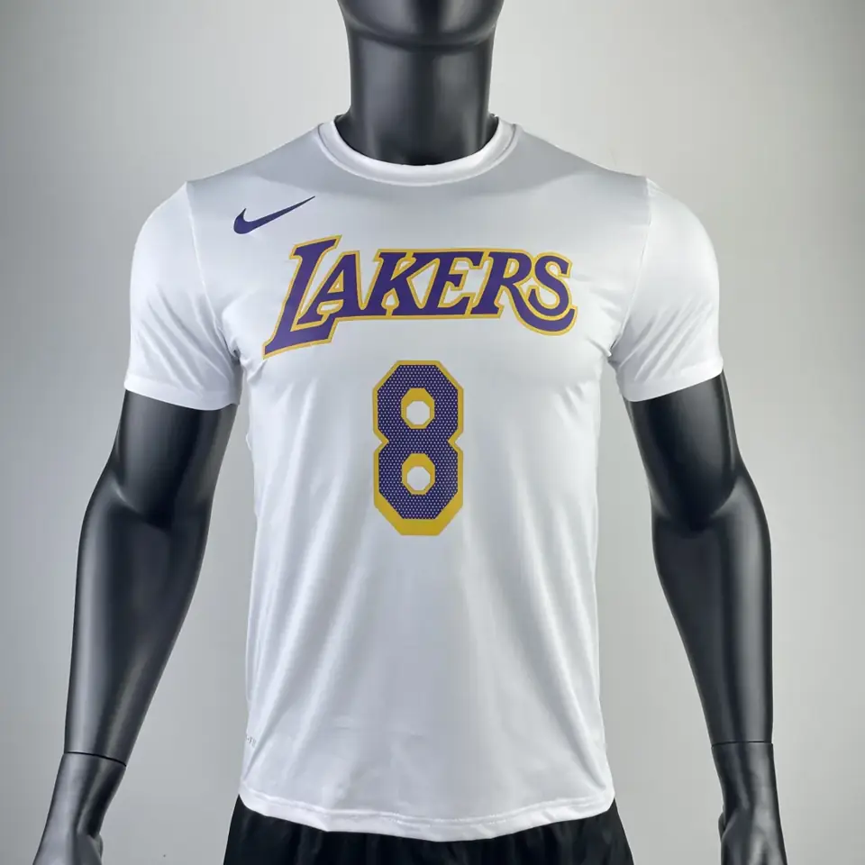 Foto 4 de Los Angeles Lakers blanco número 8 camiseta de manga corta de secado rápido