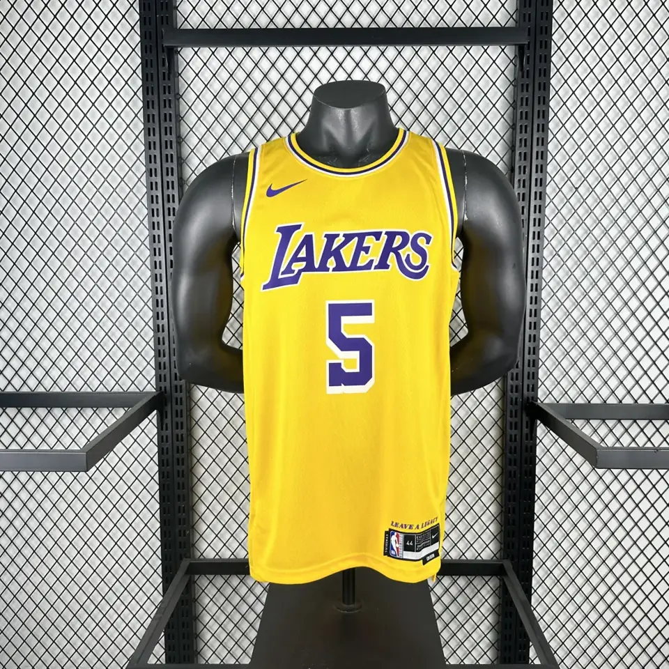 Foto 3 de Temporada 23 Lakers cuello redondo amarillo número 5 Ayton