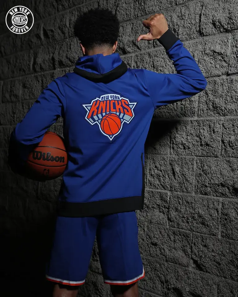 Foto 6 de Producto auténtico de tienda oficial internacional: versión de jugador GI chaqueta de calentamiento de los Knicks de Nueva York