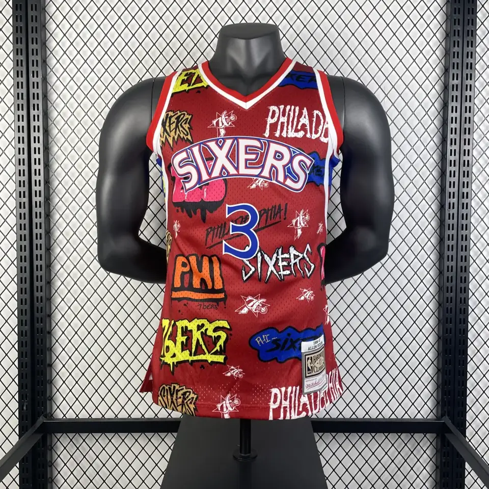 Foto 3 de Camiseta retro termoimpresa MN: SW 76ers temporada 96/97 grafiti número 3 Iverson