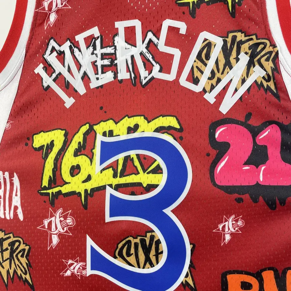 Foto 7 de Camiseta retro termoimpresa MN: SW 76ers temporada 96/97 grafiti número 3 Iverson