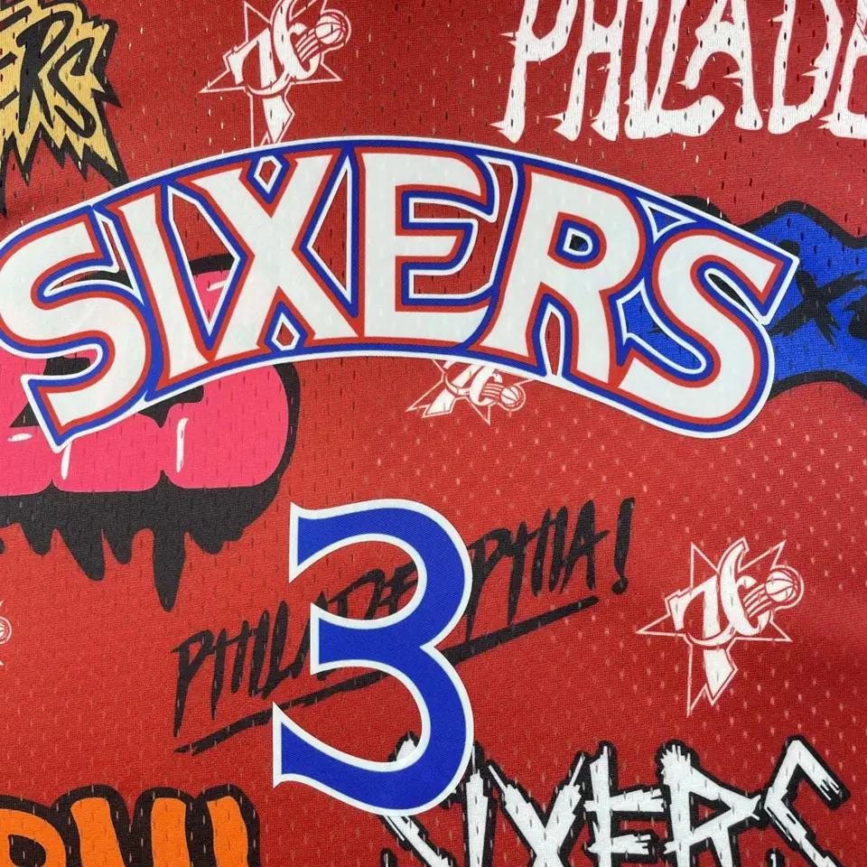 Foto 8 de Camiseta retro termoimpresa MN: SW 76ers temporada 96/97 grafiti número 3 Iverson