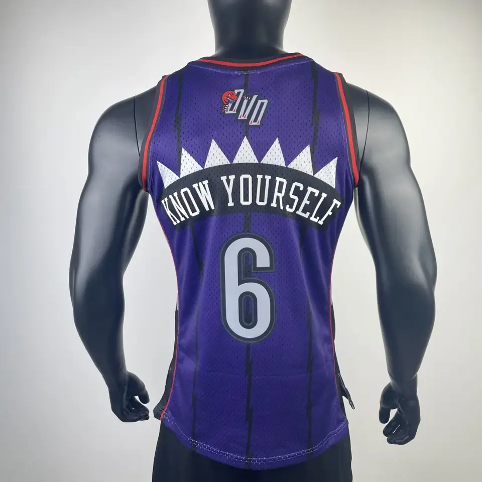 Foto 2 de Camiseta retro termoimpresa versión aficionado MN: Toronto Raptors morado nº6