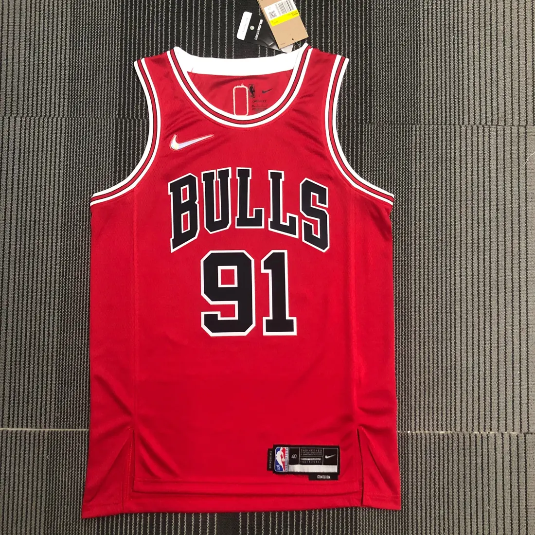 Foto 1 de 75 aniversario Bulls rojo número 91 Rodman