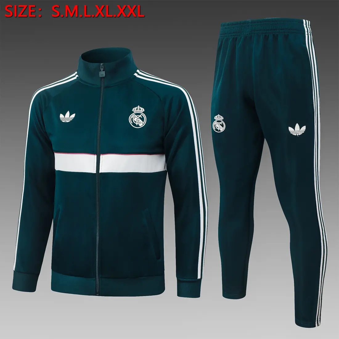 Foto 1 de A26095# 26/27 cremallera larga Real Madrid verde oscuro (con beige) Real Madrid
