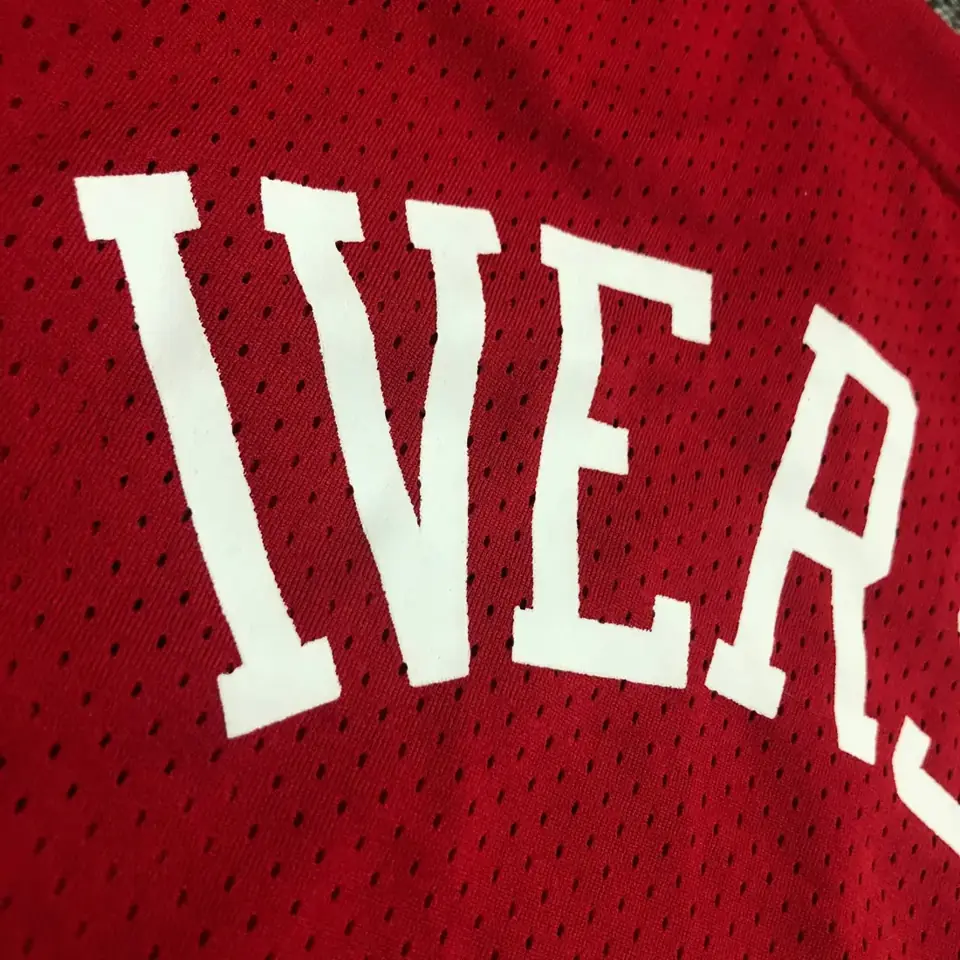 Foto 6 de Mitchellness 76ers de Filadelfia rojo número 3 Iverson Iverson camiseta retro de malla de manga corta