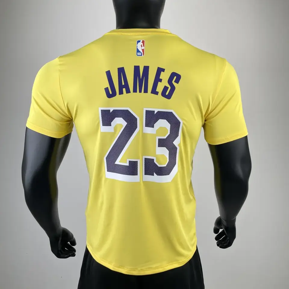 Foto 3 de Los Angeles Lakers amarillo número 23 camiseta de manga corta de secado rápido