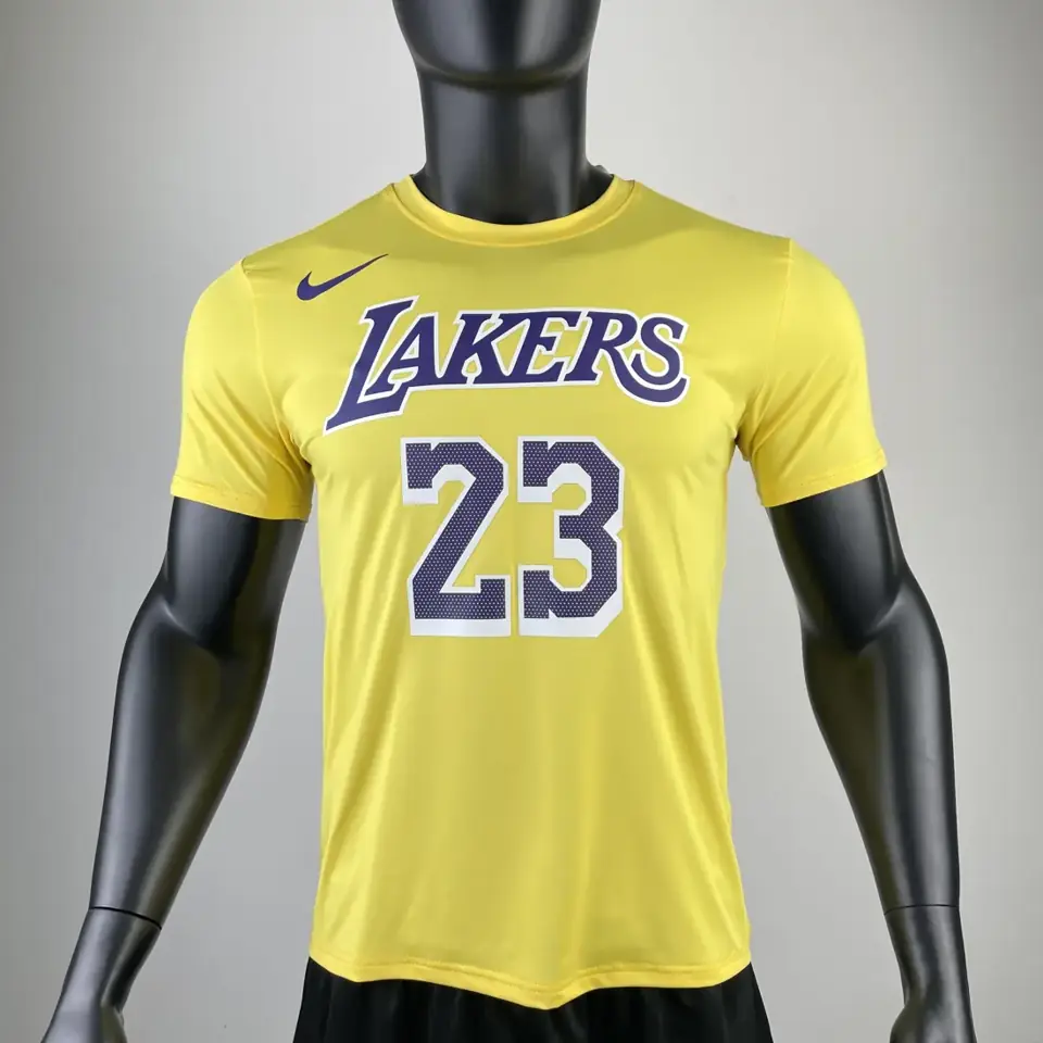 Foto 4 de Los Angeles Lakers amarillo número 23 camiseta de manga corta de secado rápido