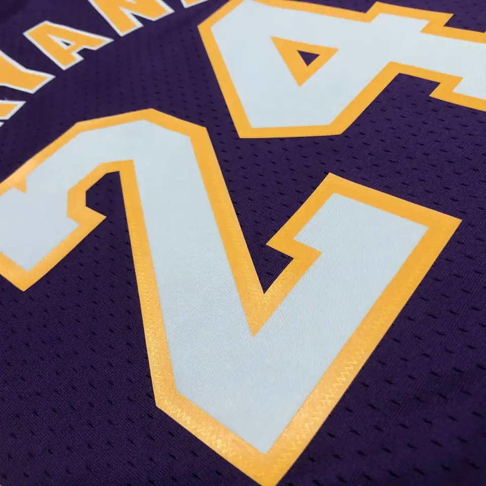 Foto 5 de Camiseta retro MN termosellada: SW Lakers temporada 08/09 cuello en V morado número 24 Kobe