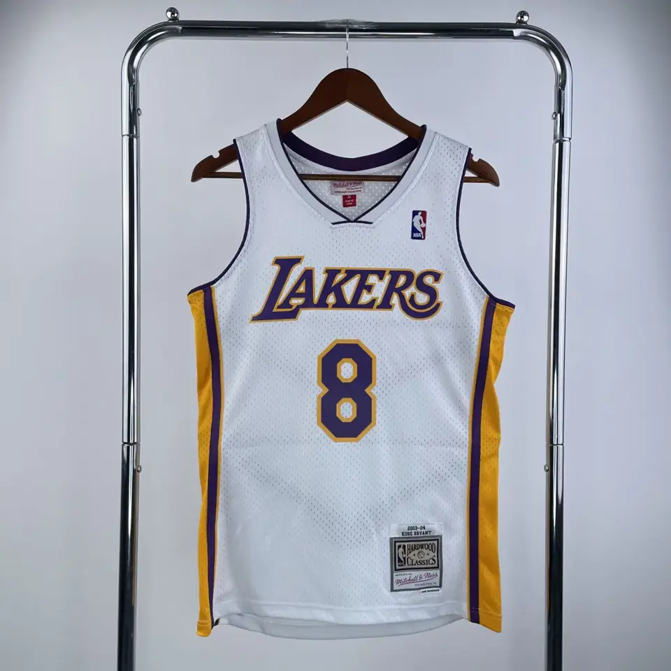 Foto 1 de MN camiseta retro termoimpresa: SW Lakers temporada 03/04 cuello en V blanco nº 8 Kobe Bryant