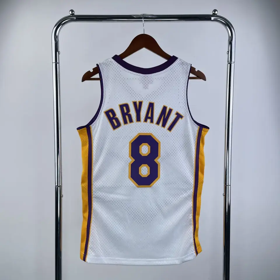Foto 2 de MN camiseta retro termoimpresa: SW Lakers temporada 03/04 cuello en V blanco nº 8 Kobe Bryant