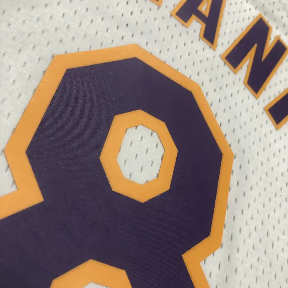 Foto 5 de MN camiseta retro termoimpresa: SW Lakers temporada 03/04 cuello en V blanco nº 8 Kobe Bryant
