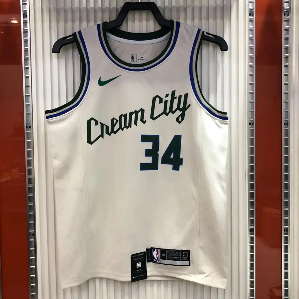 Foto 3 de Bucks de Milwaukee, cuello redondo, blanco roto, n.º 34 Giannis Antetokounmpo