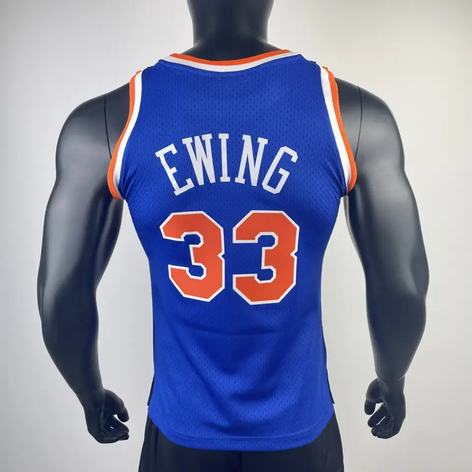 Foto 2 de Camiseta retro termoimpresa versión aficionado MN: New York Knicks temporada 1991/92 azul nº33 Ewing