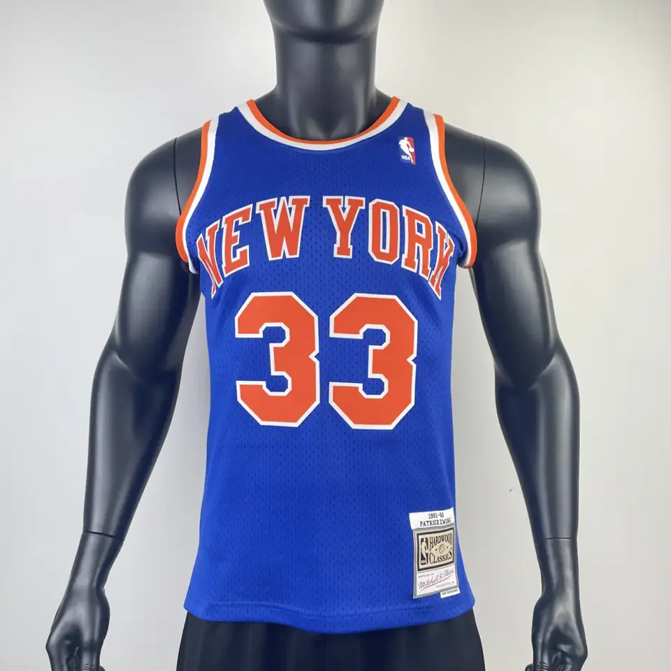 Foto 3 de Camiseta retro termoimpresa versión aficionado MN: New York Knicks temporada 1991/92 azul nº33 Ewing