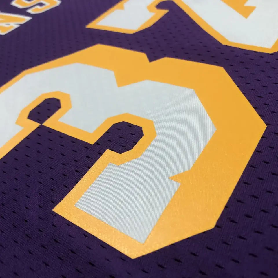Foto 5 de Camiseta retro MN de termopresión: SW de los Lakers, temporada 84/85, cuello redondo, morada, nº 32 Johnson