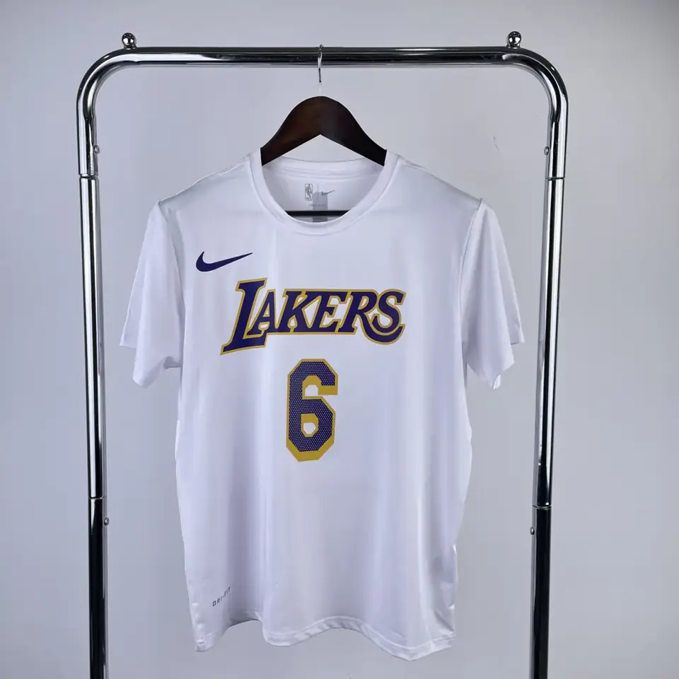 Foto 1 de Los Angeles Lakers blanco número 6 camiseta de manga corta de secado rápido