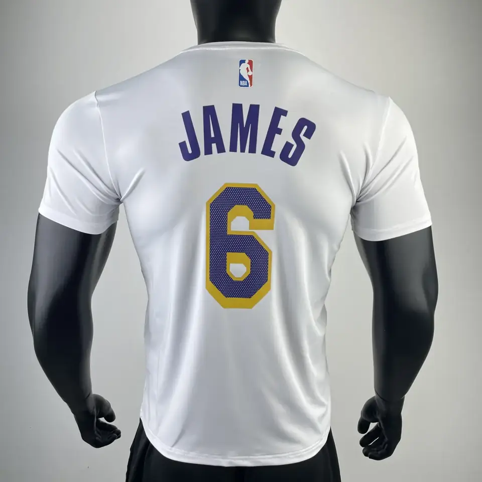 Foto 3 de Los Angeles Lakers blanco número 6 camiseta de manga corta de secado rápido