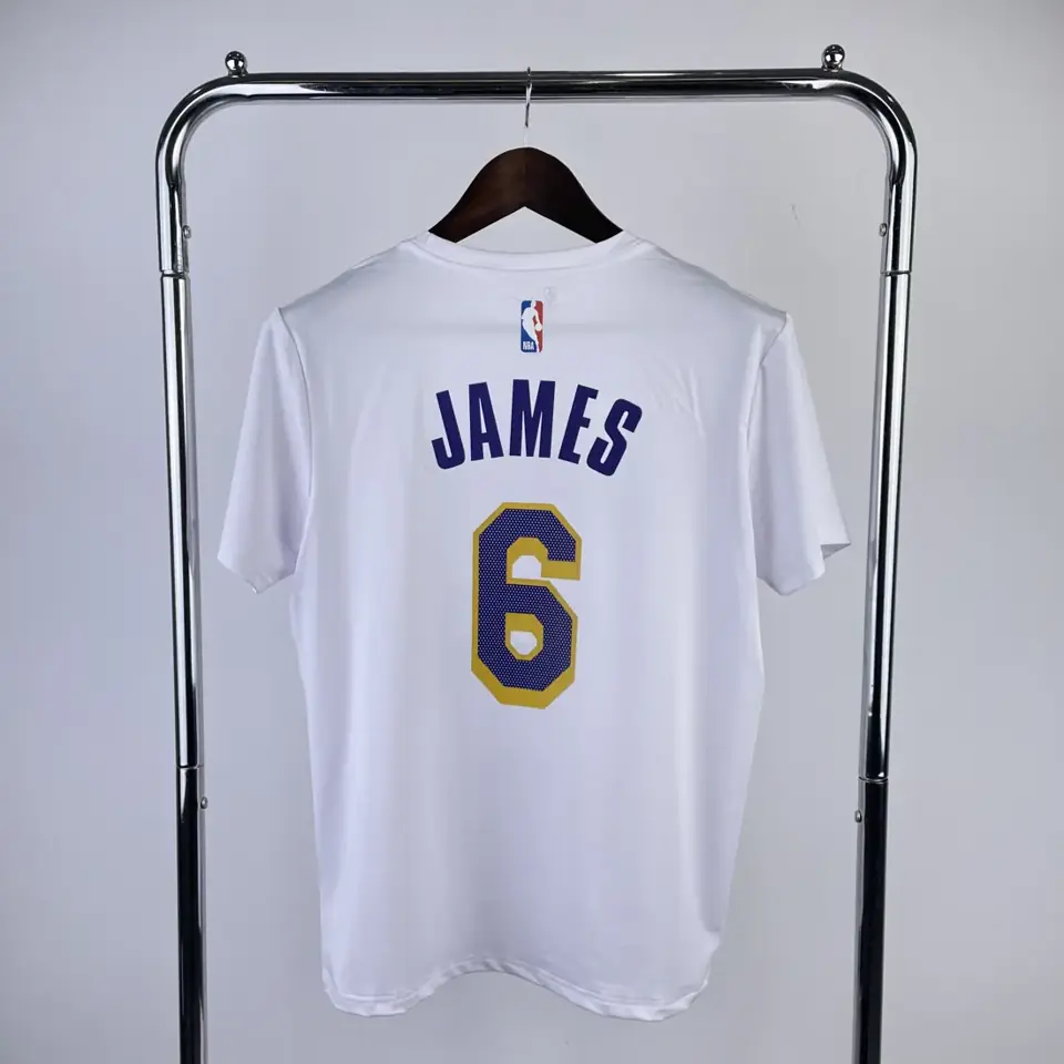 Foto 5 de Los Angeles Lakers blanco número 6 camiseta de manga corta de secado rápido
