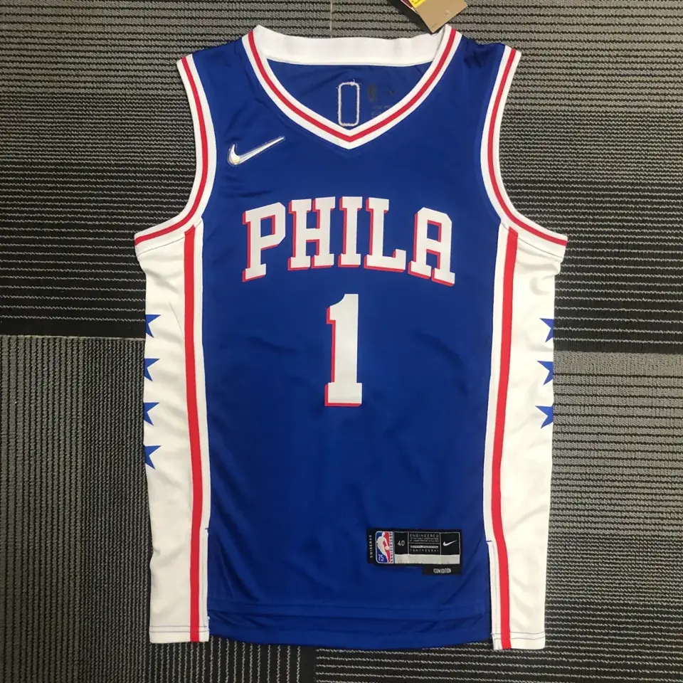 Foto 1 de 75.º aniversario Philadelphia 76ers azul de cuello en V n.º 1 James Harden