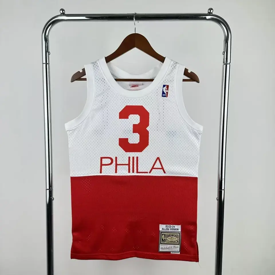 Foto 1 de MN camiseta retro de termoimpresión SW: 76ers temporada 03/04 blanco/rojo nº 3 Iverson