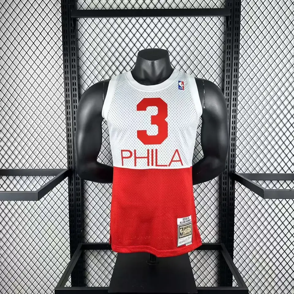 Foto 3 de MN camiseta retro de termoimpresión SW: 76ers temporada 03/04 blanco/rojo nº 3 Iverson