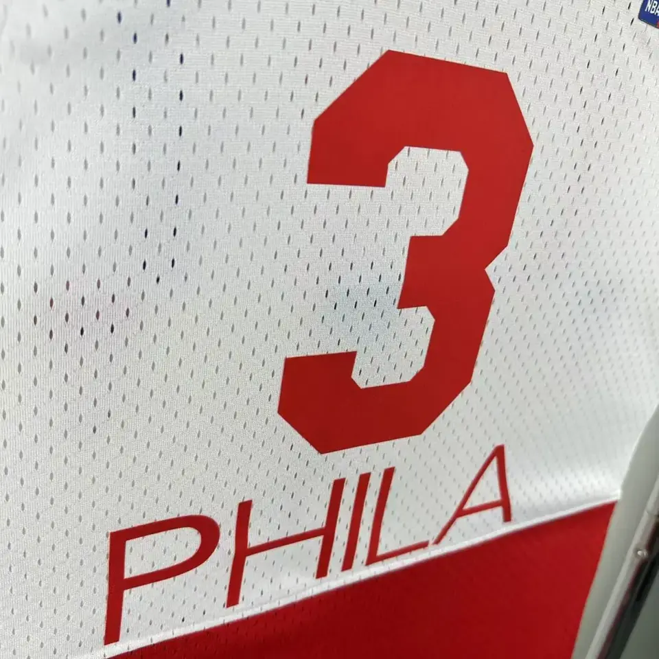 Foto 7 de MN camiseta retro de termoimpresión SW: 76ers temporada 03/04 blanco/rojo nº 3 Iverson
