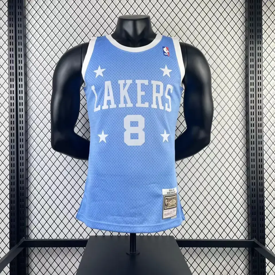 Foto 8 de Camiseta retro MN versión aficionado, termotransferida: Lakers temporada 2004/05 azul Carolina nº 8 Kobe Bryant