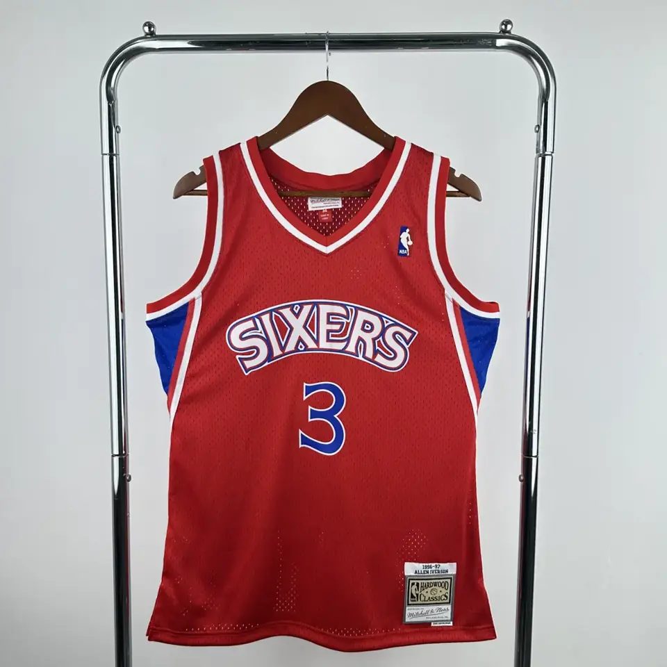 Foto 1 de MN camiseta retro de termopresión SW: 76ers temporada 96/97 novato roja nº 3 Iverson